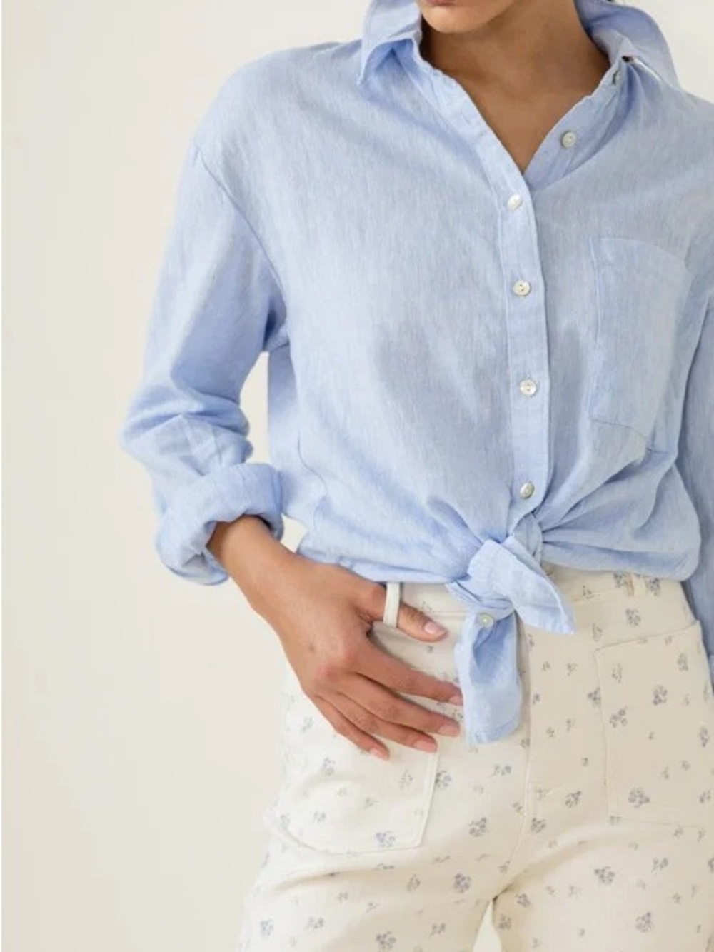 GAP Light Blue Button-Front Tie Hem tunic sz